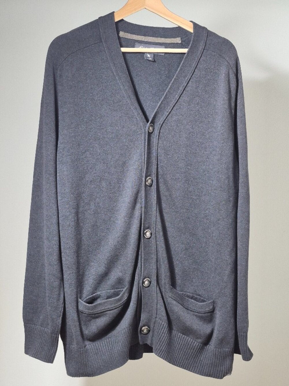 Eddie Bauer Cardigan TXL Men’s Gray Cotton Merino Wool Button Grandpa Sweater